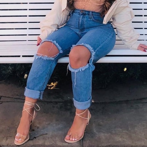 . OOTDFASH Steven High Waist Distressed Denim Jeans - Picture 4 of 16